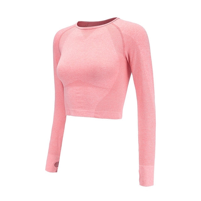 Long Sleeve Cropped Fitness Shirts